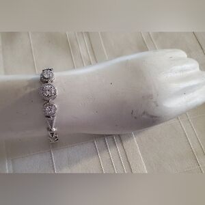 Elegant Silver Bracelet with Clear Crystal Accents